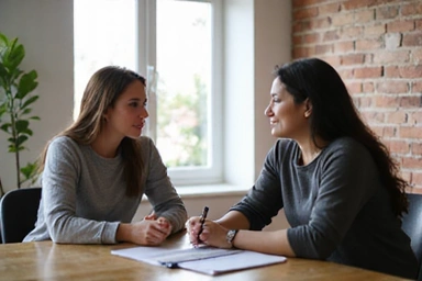 Persona che parla con un nutrizionista durante la prima consulenza