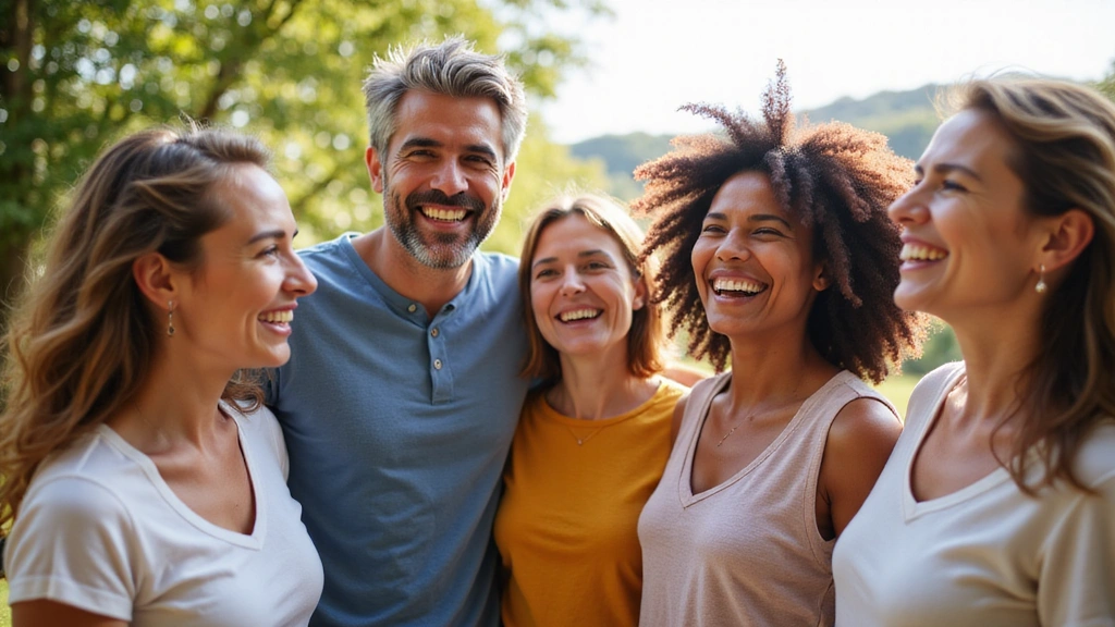 Gruppo di persone sorridenti che celebrano il benessere